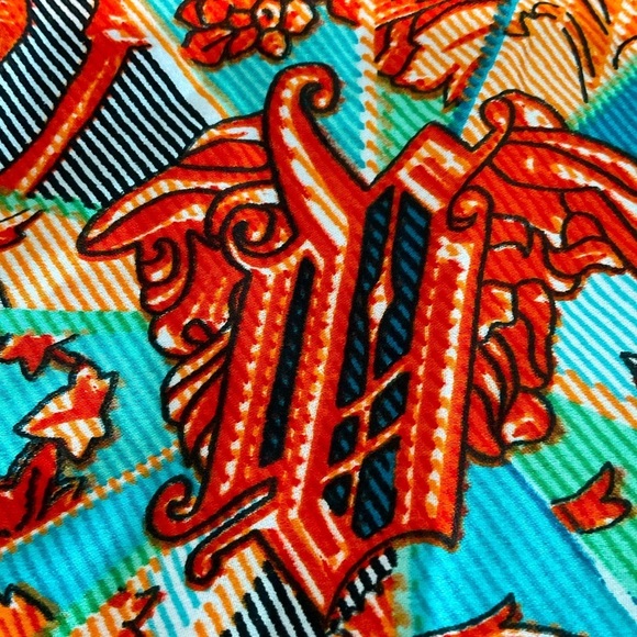 BooHoo Satin Midi Kimono Turquoise Print Duster Cover-Up Machine Washable Small - Picture 6 of 6